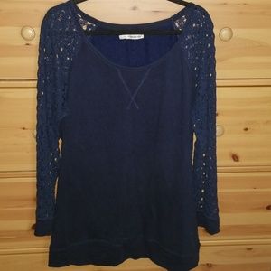 Blue Crochet sleeved sweatshirt
